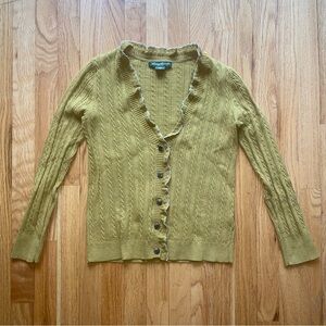 Eddie Bauer Cotton-blend Mustard Cardigan Sweater